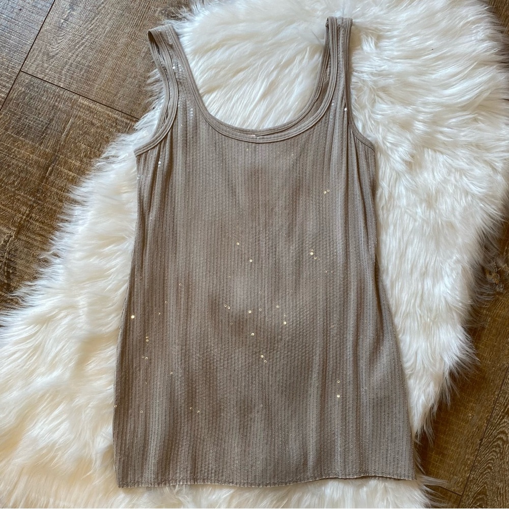 NWT Bailey 44 Beige Plankton Tank Top Sequins